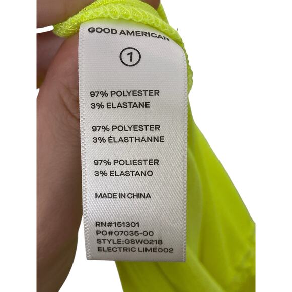 Good American Shimmer Pants Swimwear Ruched Front Electric Lime Festival Small - Picture 7 of 7